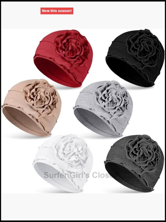 6 Pack Cotton Chemo Turban Headwear Beanie for Women Hair Loss Soft Elastic Cap main image 4